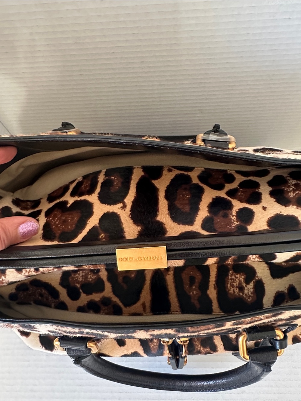 Authentic Dolce & Gabbana Large Miss Brigitte Calf Hair Bag Leopard Print - Picture 9 of 14
